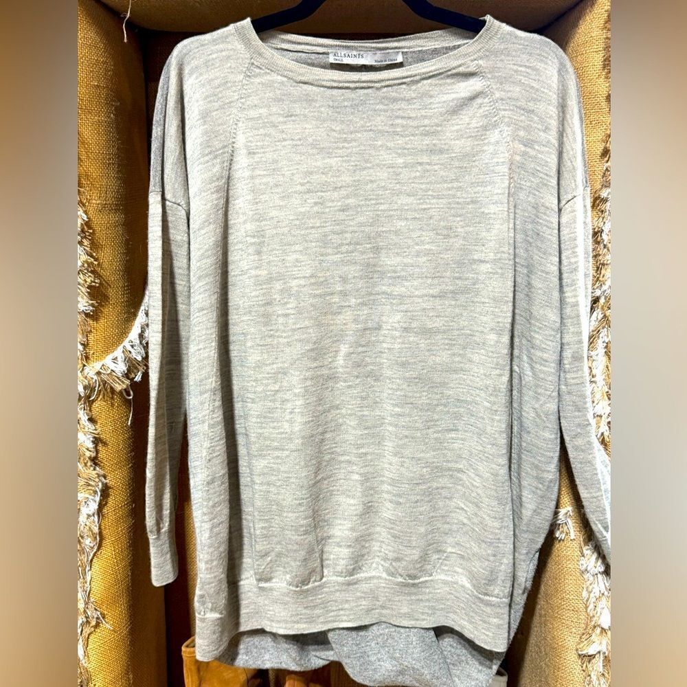 All Saints Neutral Flore Jumper Lightweight Wool Blend Sweater S